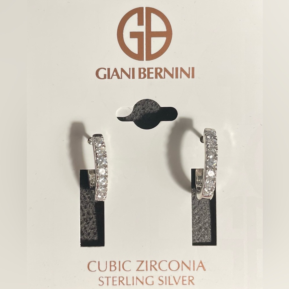 Giani Bernini Cubic Zirconia Sterling Silver Hoop Earrings NWT
